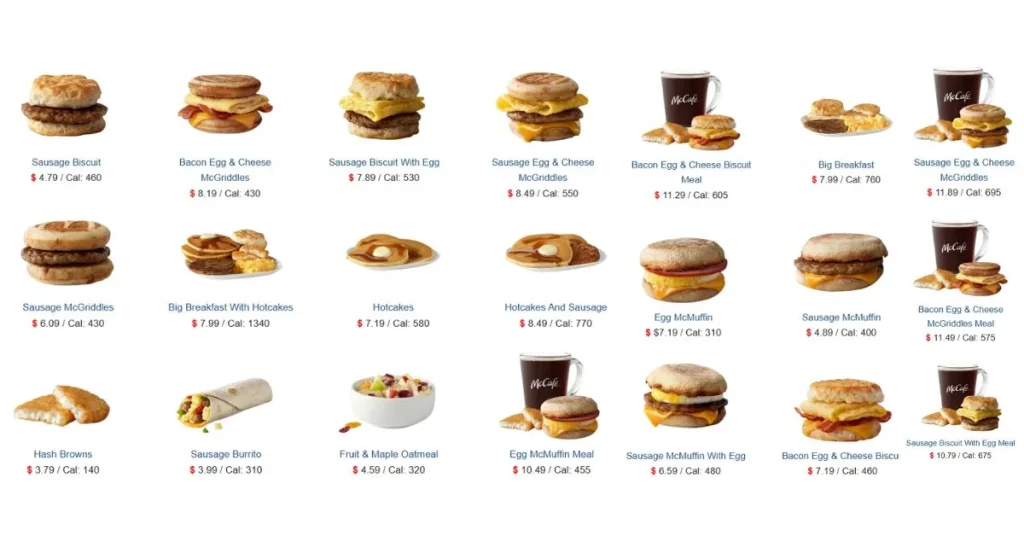 McDo Breakfast Menu Price USA